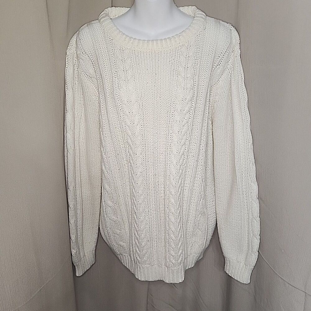 Sweater Bryant Park Women's 26 Ivory Cable Knit Fisherman Cream Ladies Vintage